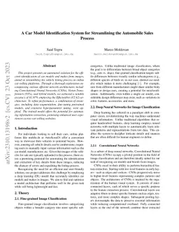 A Car Model Identification System for Streamlining the Automobile Sales
  Process