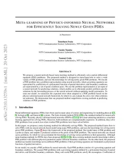 Meta-learning of Physics-informed Neural Networks for Efficiently
  Solving Newly Given PDEs