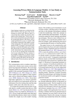 Assessing Privacy Risks in Language Models: A Case Study on
  Summarization Tasks