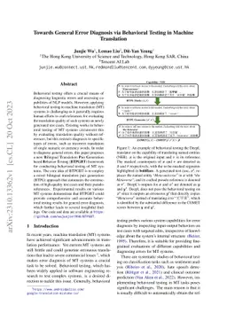 Towards General Error Diagnosis via Behavioral Testing in Machine
  Translation