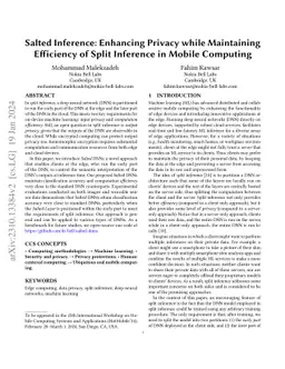 Salted Inference: Enhancing Privacy while Maintaining Efficiency of
  Split Inference in Mobile Computing