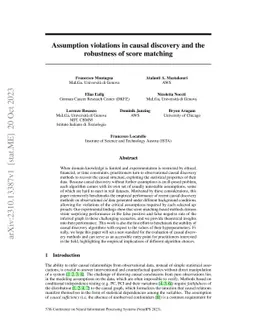 Assumption violations in causal discovery and the robustness of score
  matching