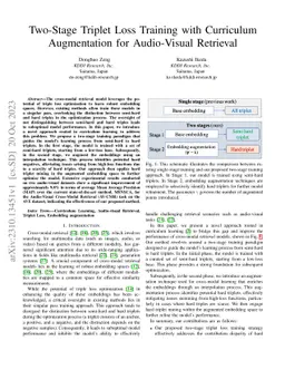 Two-Stage Triplet Loss Training with Curriculum Augmentation for
  Audio-Visual Retrieval