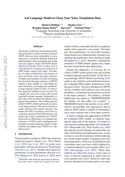 Ask Language Model to Clean Your Noisy Translation Data