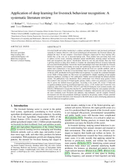 Application of deep learning for livestock behaviour recognition: A
  systematic literature review