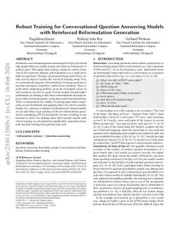 Robust Training for Conversational Question Answering Models with
  Reinforced Reformulation Generation