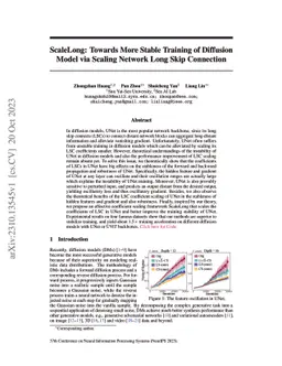 ScaleLong: Towards More Stable Training of Diffusion Model via Scaling
  Network Long Skip Connection