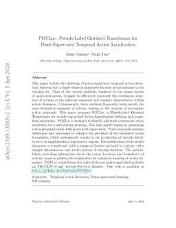 POTLoc: Pseudo-Label Oriented Transformer for Point-Supervised Temporal
  Action Localization