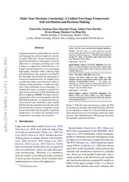 Make Your Decision Convincing! A Unified Two-Stage Framework:
  Self-Attribution and Decision-Making