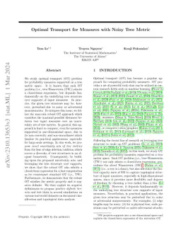 Optimal Transport for Measures with Noisy Tree Metric