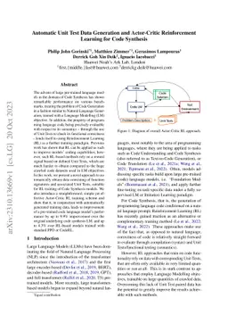 Automatic Unit Test Data Generation and Actor-Critic Reinforcement
  Learning for Code Synthesis