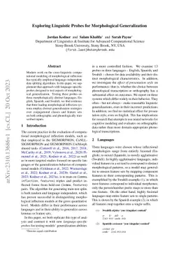 Exploring Linguistic Probes for Morphological Generalization