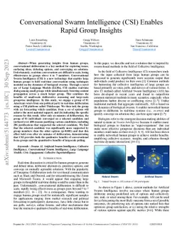 Conversational Swarm Intelligence (CSI) Enables Rapid Group Insights