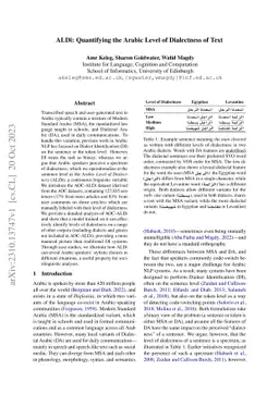 ALDi: Quantifying the Arabic Level of Dialectness of Text