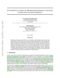 Fundamental Limits of Membership Inference Attacks on Machine Learning Models