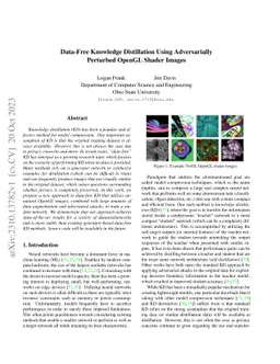 Data-Free Knowledge Distillation Using Adversarially Perturbed OpenGL
  Shader Images