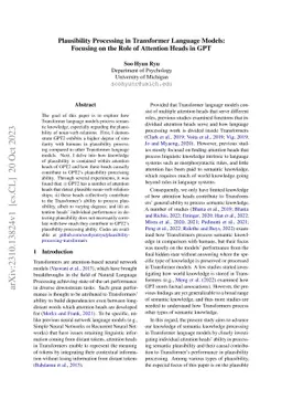 Plausibility Processing in Transformer Language Models: Focusing on the
  Role of Attention Heads in GPT