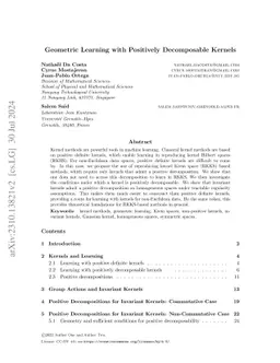 Geometric Learning with Positively Decomposable Kernels