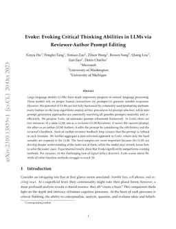Evoke: Evoking Critical Thinking Abilities in LLMs via Reviewer-Author
  Prompt Editing