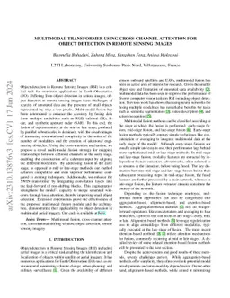 Multimodal Transformer Using Cross-Channel attention for Object
  Detection in Remote Sensing Images