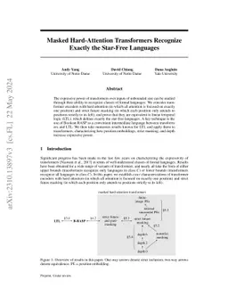 Masked Hard-Attention Transformers Recognize Exactly the Star-Free
  Languages