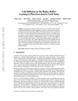 Cold Diffusion on the Replay Buffer: Learning to Plan from Known Good
  States