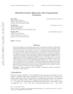 Distributed Linear Regression with Compositional Covariates