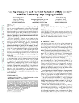 HateRephrase: Zero- and Few-Shot Reduction of Hate Intensity in Online
  Posts using Large Language Models