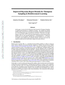 Improved Bayesian Regret Bounds for Thompson Sampling in Reinforcement
  Learning