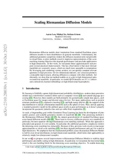 Scaling Riemannian Diffusion Models