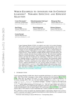 Which Examples to Annotate for In-Context Learning? Towards Effective
  and Efficient Selection
