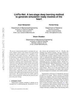 LinFlo-Net: A two-stage deep learning method to generate simulation
  ready meshes of the heart