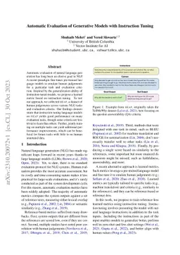 Automatic Evaluation of Generative Models with Instruction Tuning