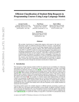 Efficient Classification of Student Help Requests in Programming Courses
  Using Large Language Models