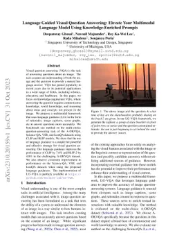 Language Guided Visual Question Answering: Elevate Your Multimodal
  Language Model Using Knowledge-Enriched Prompts