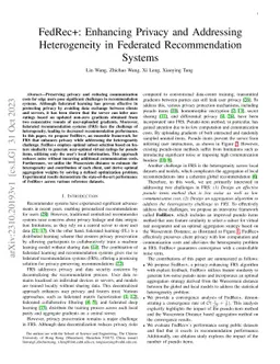 FedRec+: Enhancing Privacy and Addressing Heterogeneity in Federated
  Recommendation Systems