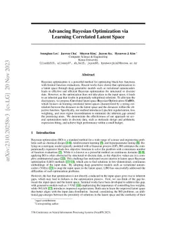 Advancing Bayesian Optimization via Learning Correlated Latent Space
