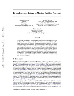 Beyond Average Return in Markov Decision Processes