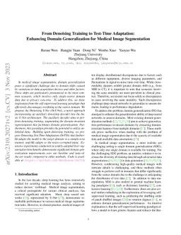 From Denoising Training to Test-Time Adaptation: Enhancing Domain
  Generalization for Medical Image Segmentation
