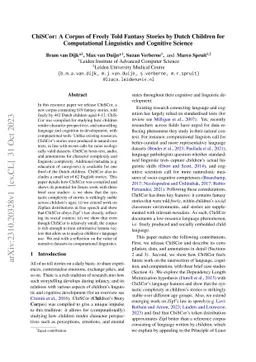 ChiSCor: A Corpus of Freely Told Fantasy Stories by Dutch Children for
  Computational Linguistics and Cognitive Science