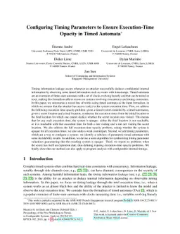 Configuring Timing Parameters to Ensure Execution-Time Opacity in Timed
  Automata
