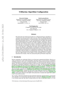 Utilitarian Algorithm Configuration