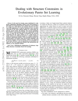 Dealing with Structure Constraints in Evolutionary Pareto Set Learning