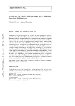 Analyzing the Impact of Companies on AI Research Based on Publications