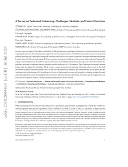 A Survey on Federated Unlearning: Challenges, Methods, and Future
  Directions