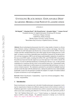 Unveiling Black-boxes: Explainable Deep Learning Models for Patent
  Classification