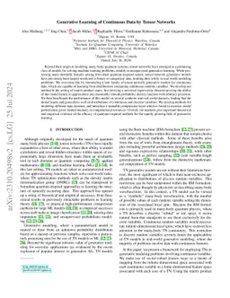 Generative Learning of Continuous Data by Tensor Networks