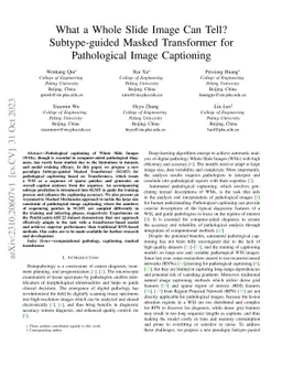 What a Whole Slide Image Can Tell? Subtype-guided Masked Transformer for
  Pathological Image Captioning