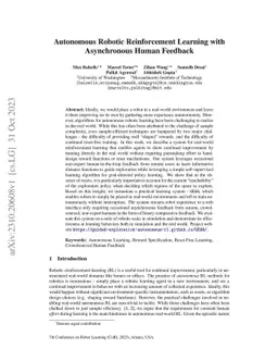 Autonomous Robotic Reinforcement Learning with Asynchronous Human
  Feedback