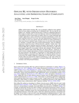 Offline RL with Observation Histories: Analyzing and Improving Sample
  Complexity
